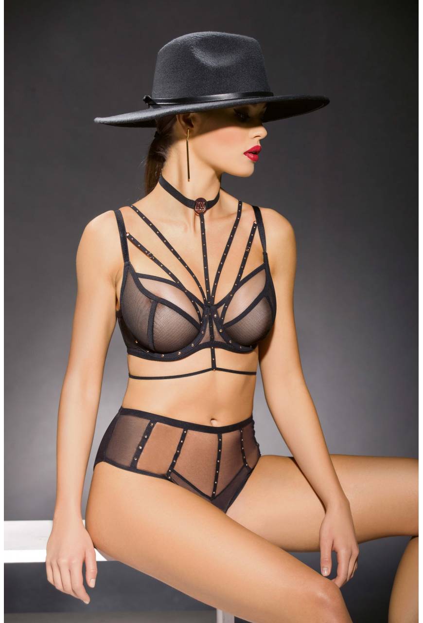 Biustonosz NOVIKA czarny z tiulem – POIS POIS N° 03 BLACK SOFT