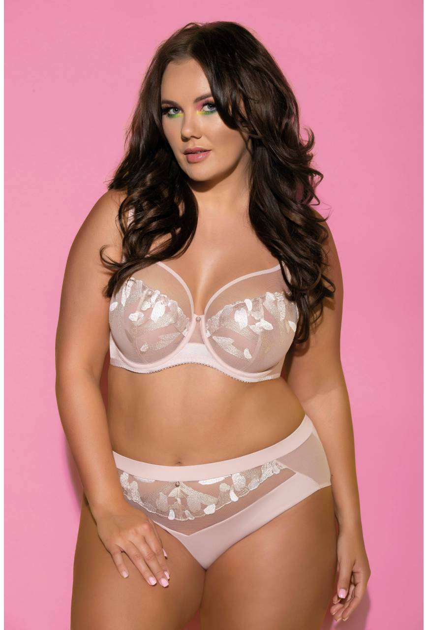 Biustonosz AVA pudrowy, złoty haft – AV 2082 Soft Blush