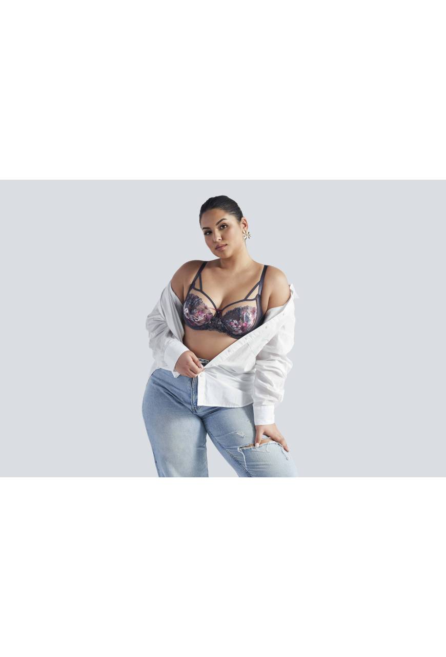 AVA-Slip, grau, bestickter Tüll – AV 2123 Gray