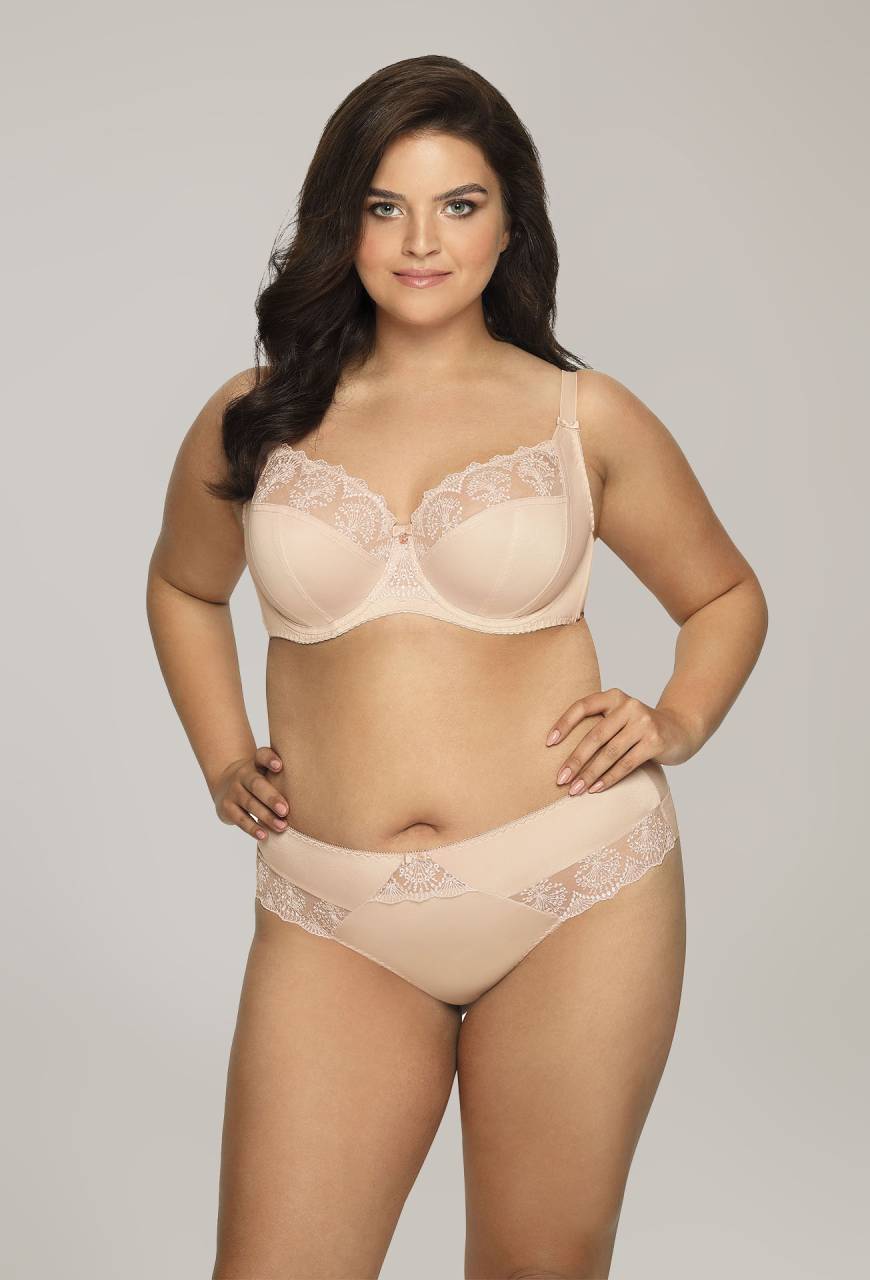 Brazyliany AVA beżowe – eleganckie z haftem AV 1922/B Beige