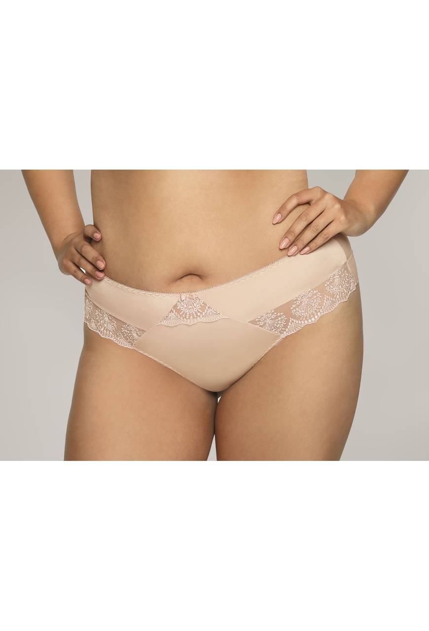 Figi AVA klasyczne beżowe – eleganckie z haftem AV 1922 Beige