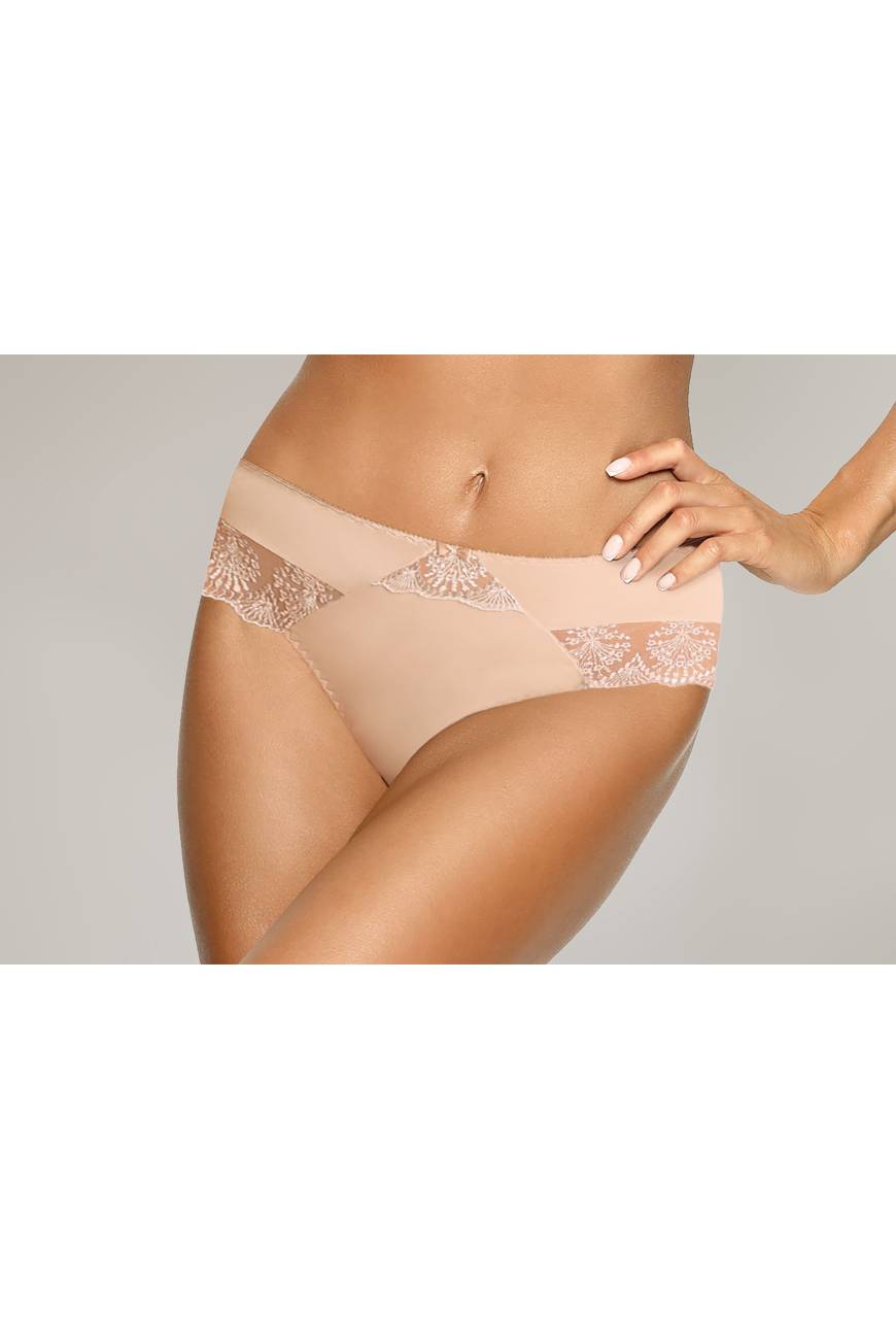 Brazyliany AVA beżowe – eleganckie z haftem AV 1924/B Beige