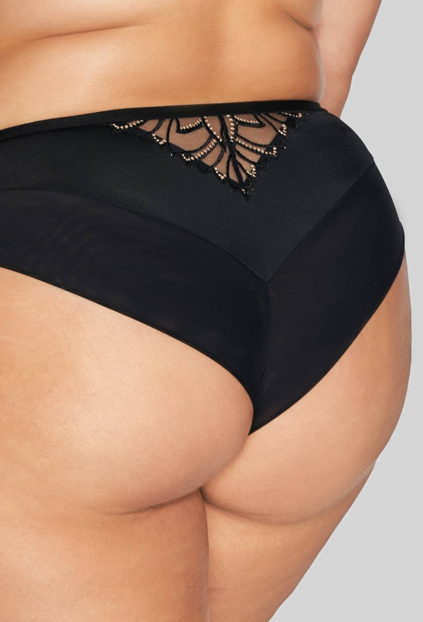 Brazyliany majtki AVA czarne, zmysłowe, złoty haft – AV 2114/B Black