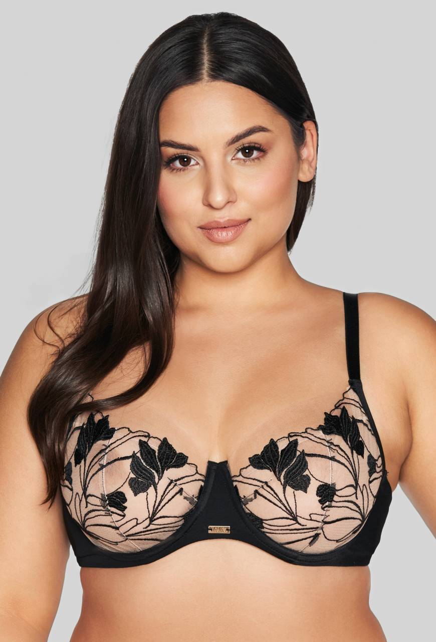Biustonosz AVA czarny, haft, transparentny tiul – AV 2117 Soft Black