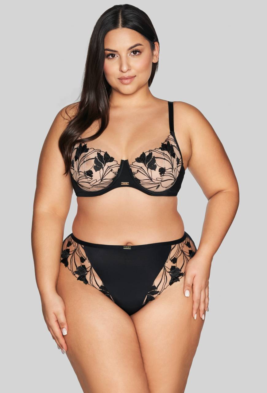 Biustonosz AVA czarny, haft, transparentny tiul – AV 2117 Soft Black