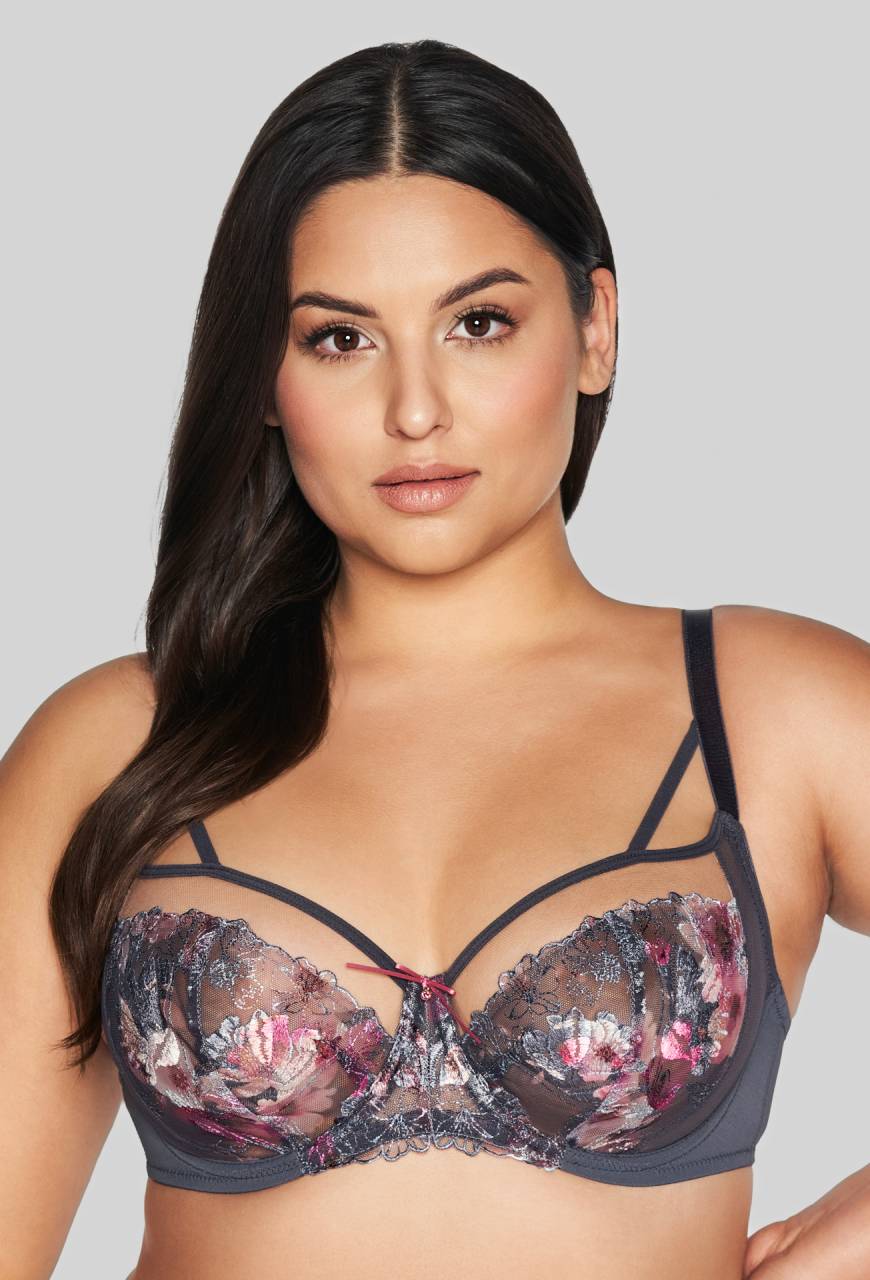 Biustonosz AVA szary, haftowany tiul – AV 2123 Soft Gray