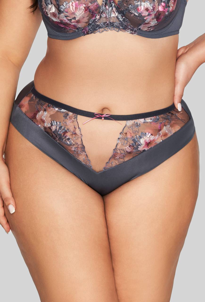 AVA-Slip, grau, bestickter Tüll – AV 2123 Gray