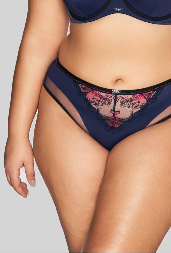 Figi AVA majtki granatowe, haft kwiatowy, eleganckie – AV 2119 Navy Blue