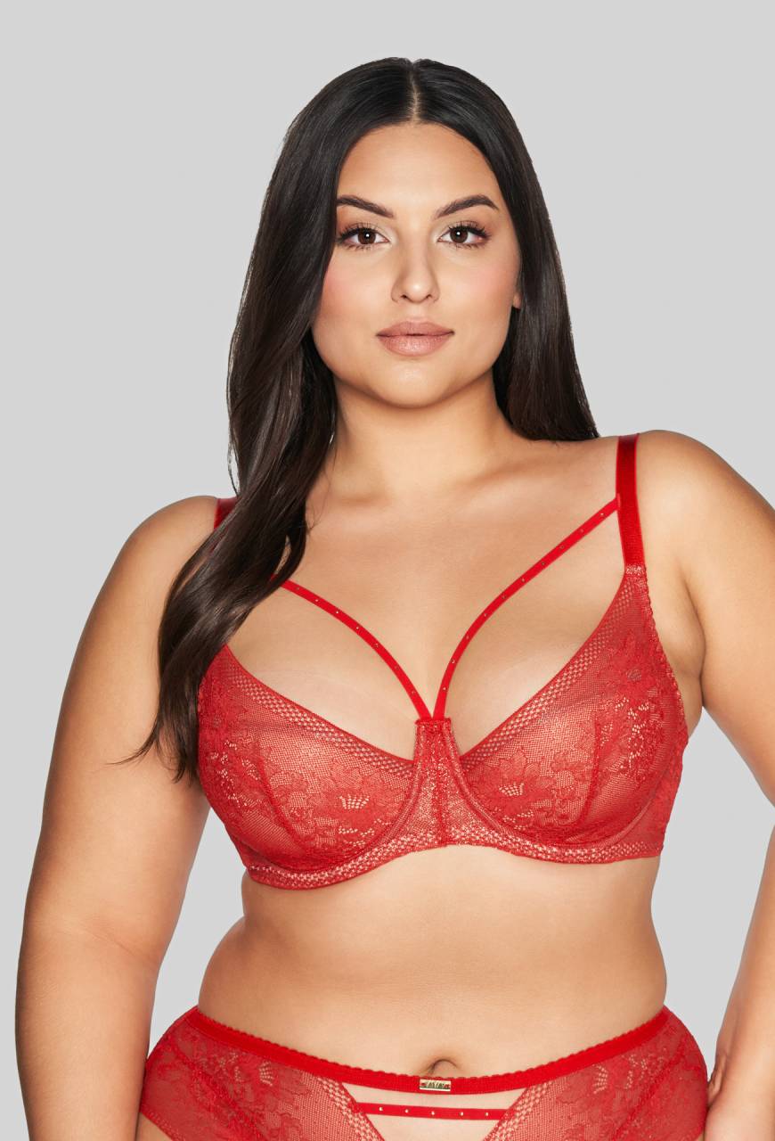 Biustonosz AVA czerwona zmysłowa, miękkie miseczki - AV 2128 Soft Red