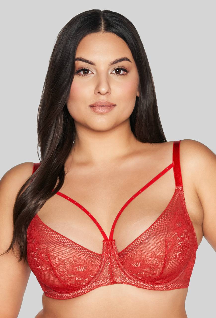 Biustonosz AVA czerwona zmysłowa, miękkie miseczki - AV 2128 Soft Red