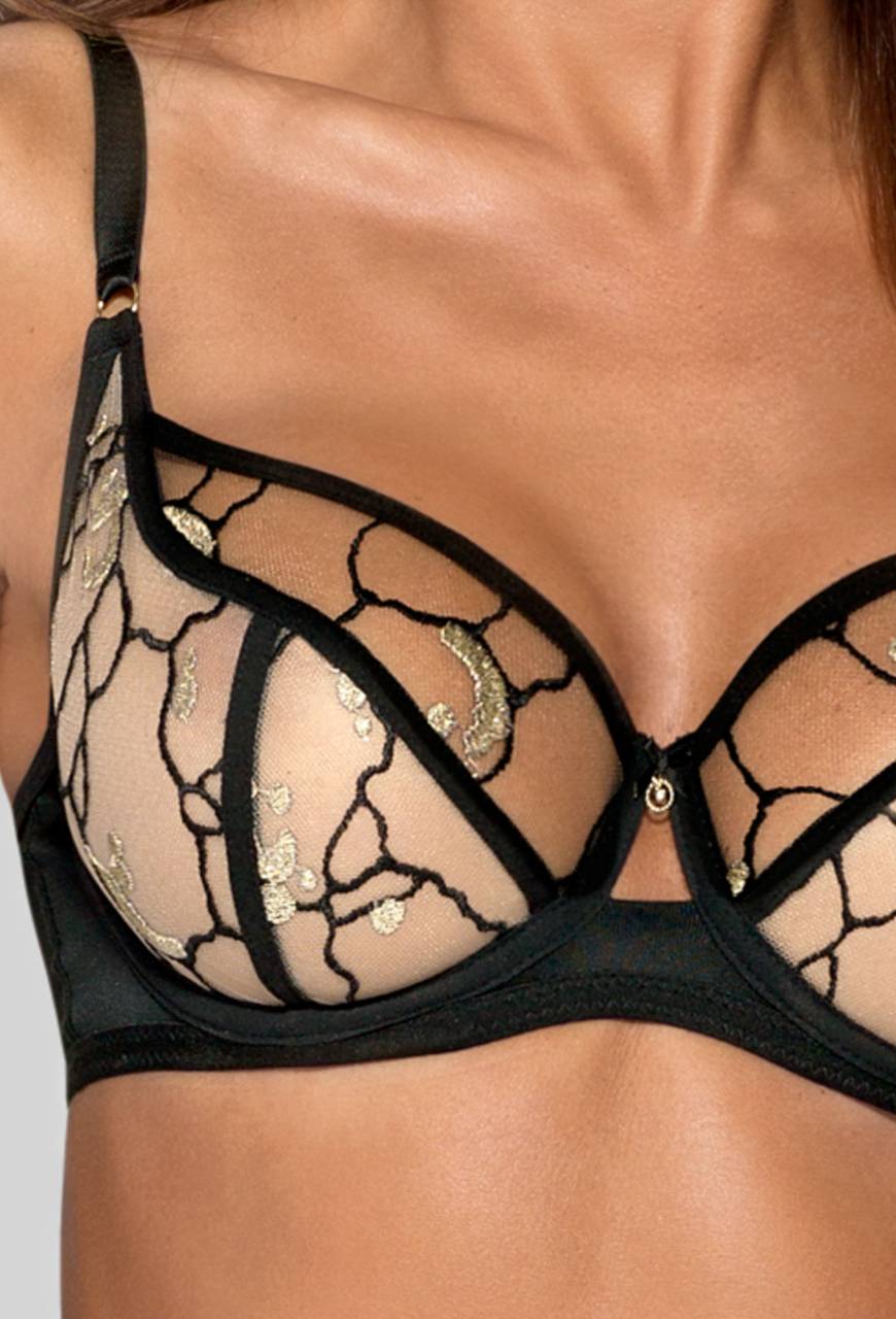 Biustonosz soft czarny NOVIKA z haftem – MARBRE N° 03