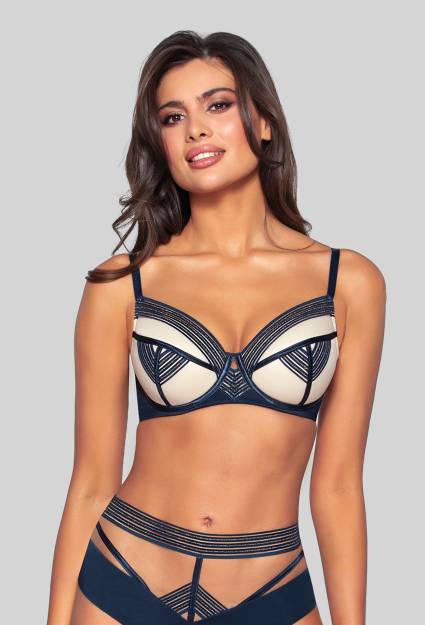 Biustonosz NOVIKA beżowe miseczki  - LOUNA N° 01 PUSH UP MARINE