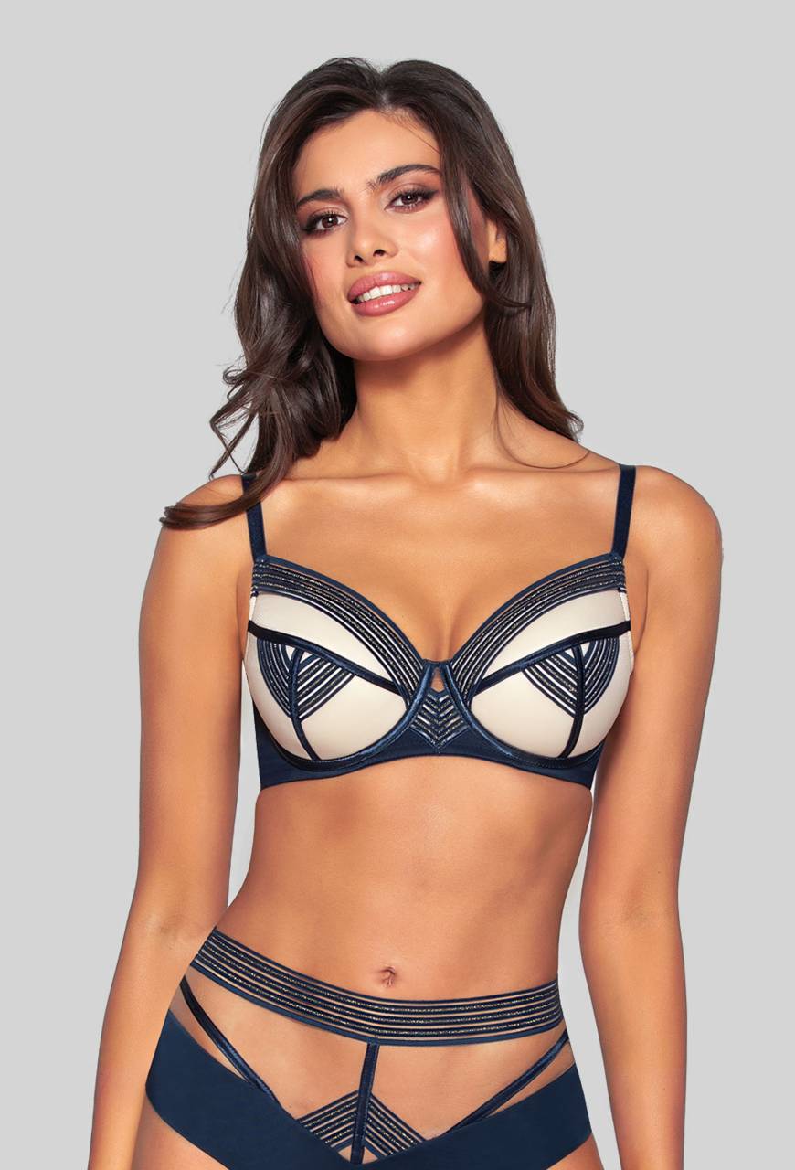 Podprsenka NOVIKA s béžovými košíčky  – LOUNA N° 01 PUSH UP MARINE
