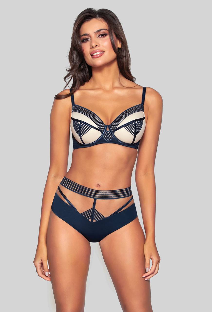Podprsenka NOVIKA s béžovými košíčky  – LOUNA N° 01 PUSH UP MARINE