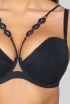 Biustonosz AVA zmysłowy, czarny - LEAH N° 01 PUSH UP BLACK
