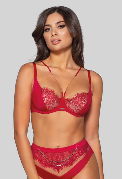 Biustonosz NOVIKA czerwony zmysłowy - HARPER N° 03 SOFT ROUGE