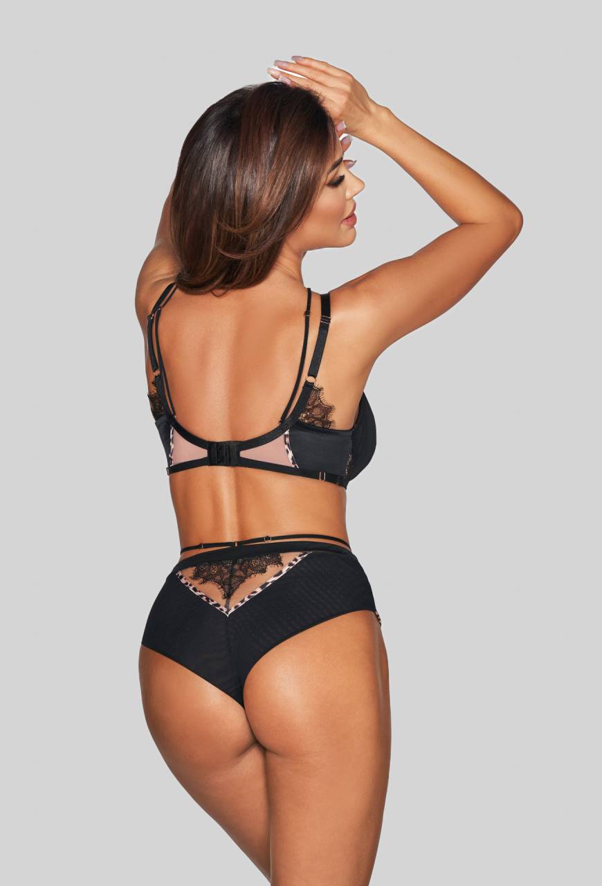 Biustonosz NOVIKA, cętkowany, koronka – ALIYAH N° 02 SEMI SOFT BLACK