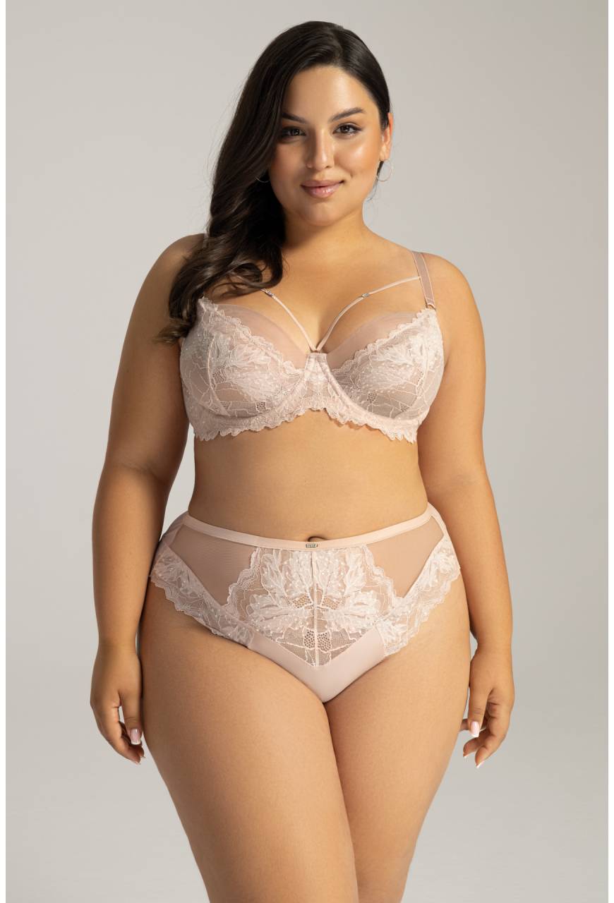 Koronkowy Biustonosz Soft z Ozdobnymi Paskami i Cyrkoniami - AV 2155