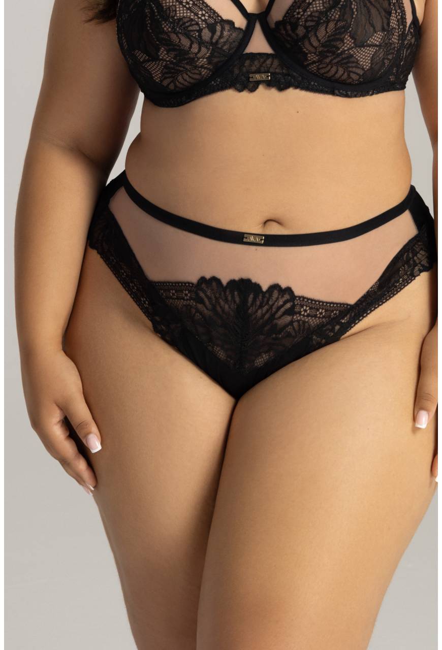 Brazilské kalhotky AVA s krajkou, černé – AV 2146/B Black