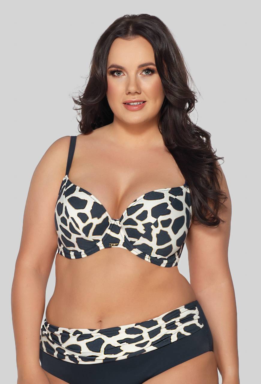 AVA-Bade-BH in Marineblau mit Print – SK 196 Soft Navy Blue