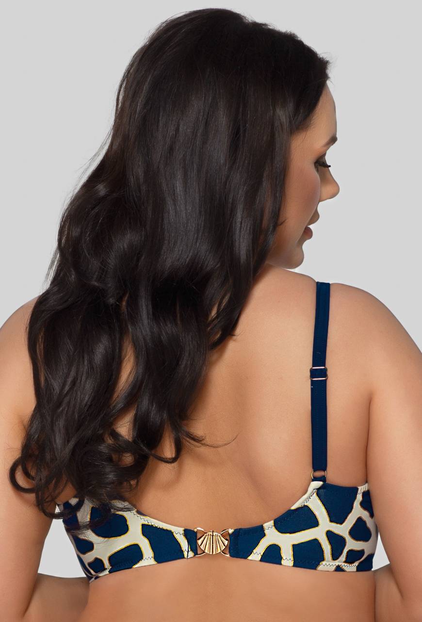 AVA-Bade-BH in Marineblau mit Print – SK 196 Soft Navy Blue