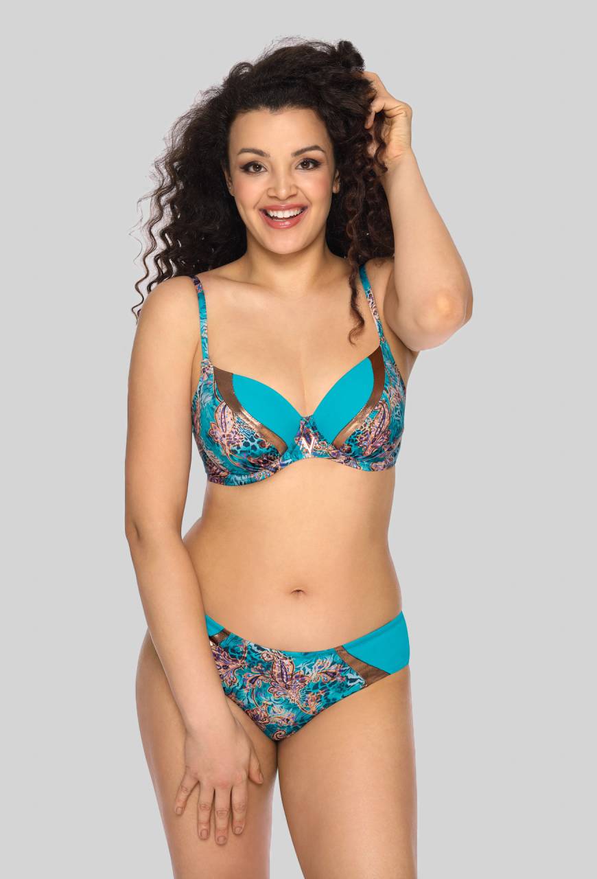 Biustonosz kąpielowy miękki turkusowy AVA z wzorem – SK 142 SOFT