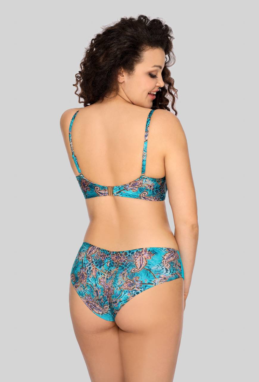 Biustonosz kąpielowy miękki turkusowy AVA z wzorem – SK 142 SOFT