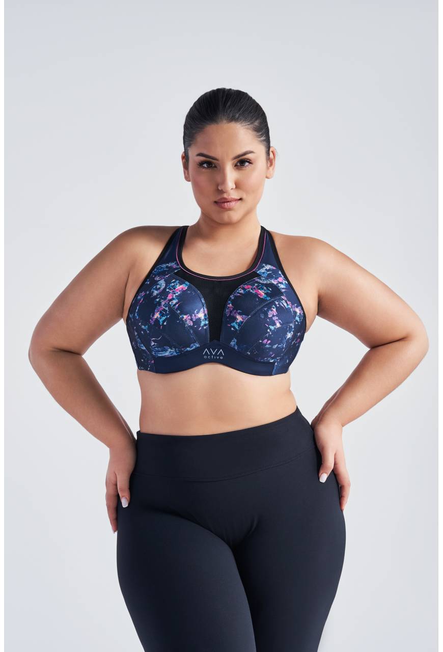 Biustonosz niebieski sportowy AVA - DINA Full Cup Navy Blue