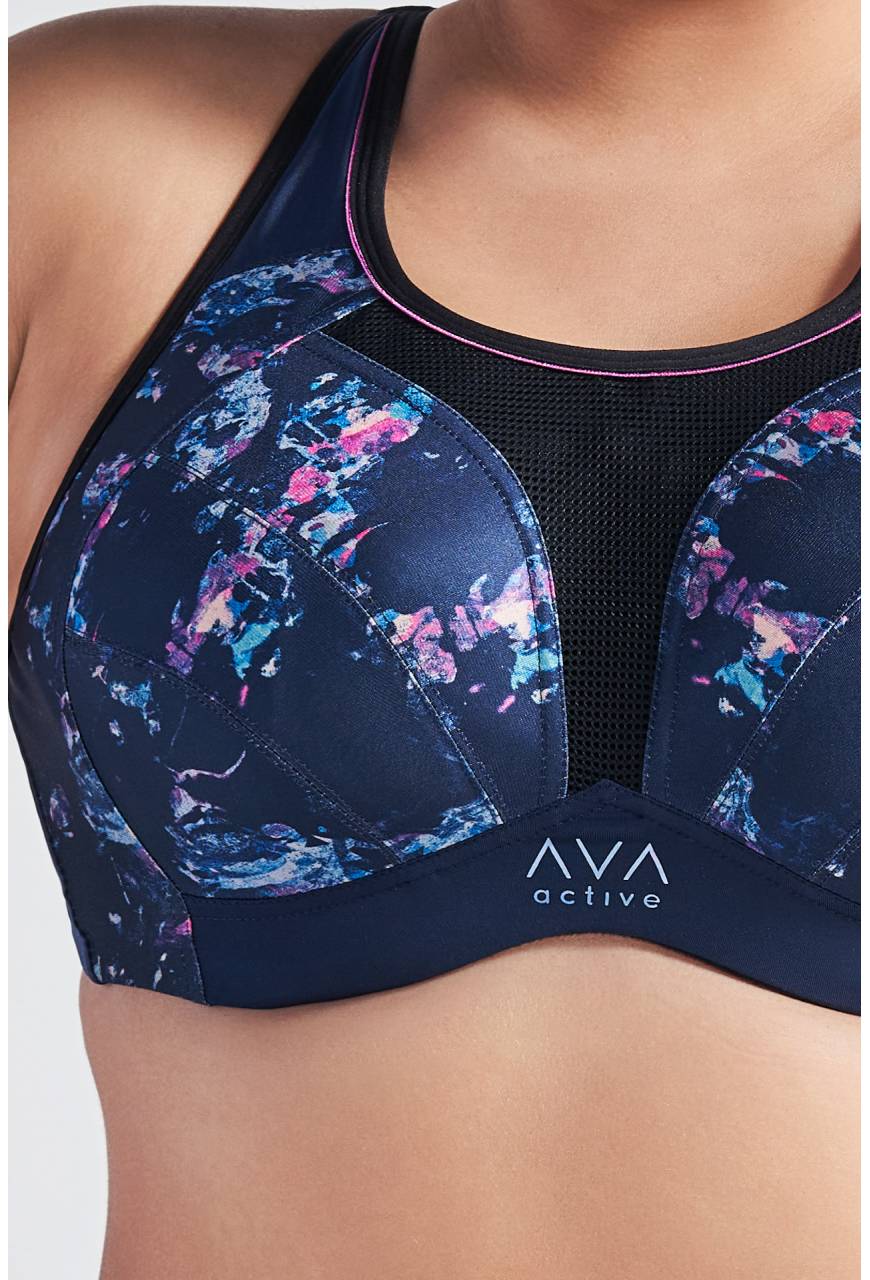 Biustonosz niebieski sportowy AVA - DINA Full Cup Navy Blue