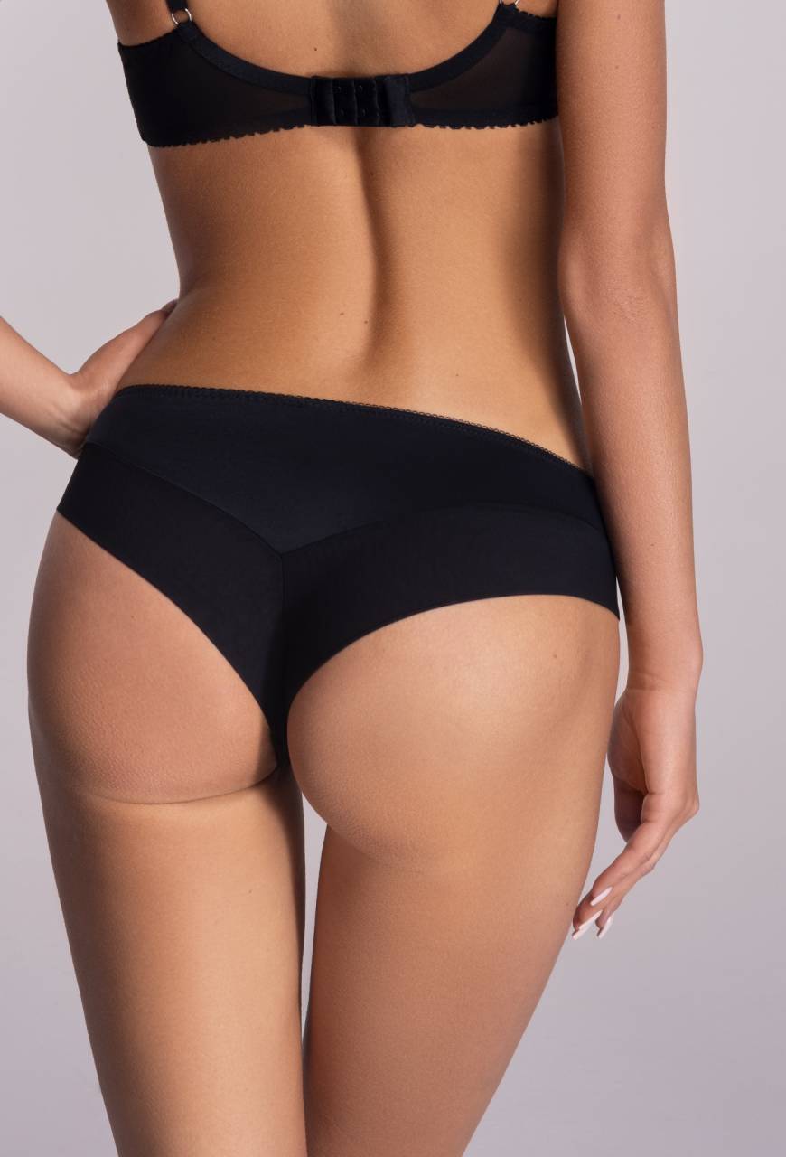 Černé brazilské kalhotky AVA s jemnou krajkou – AV 2112/B Black
