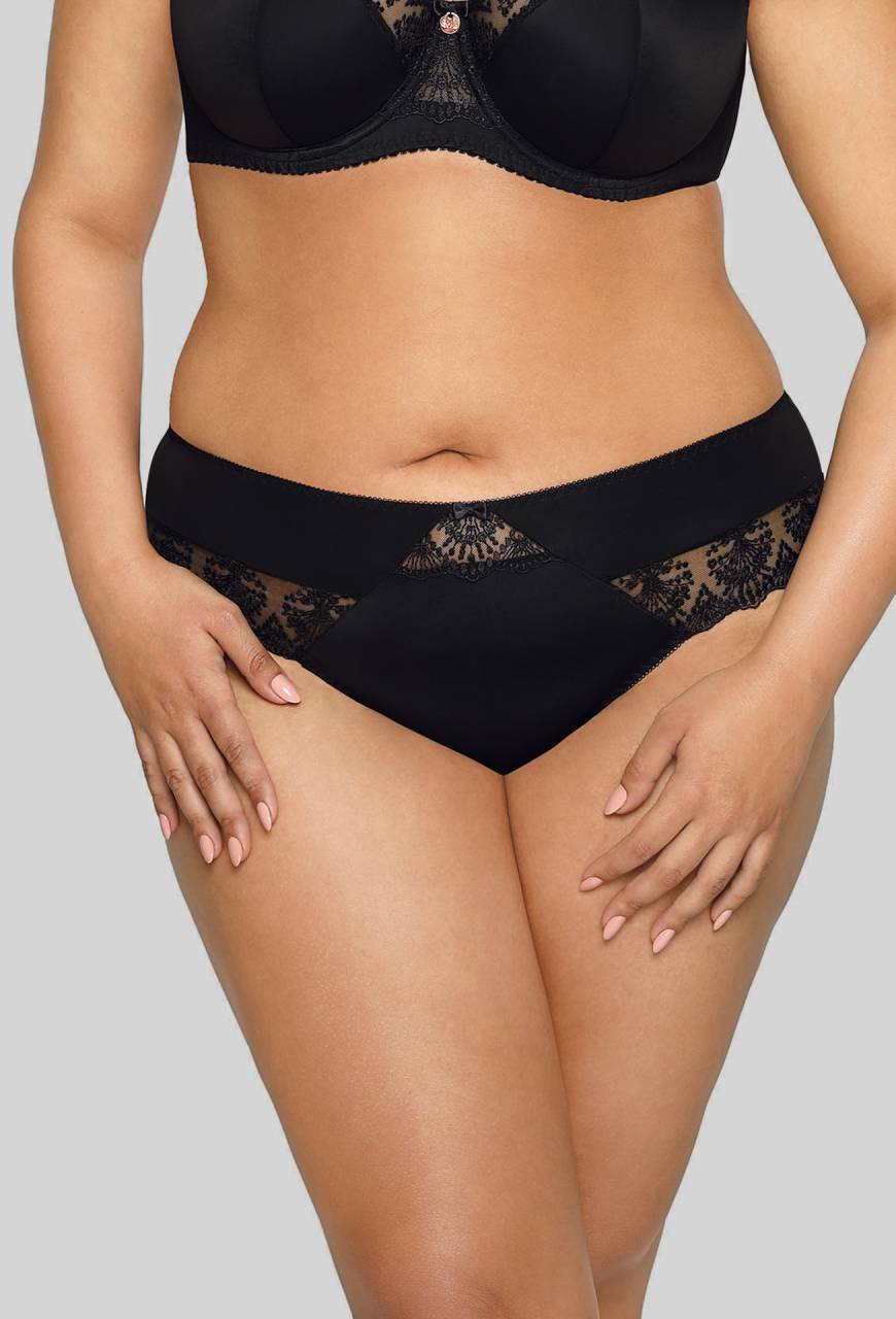 Brazyliany AVA Black – klasyczne czarne brazyliany z haftem AV 1921/B