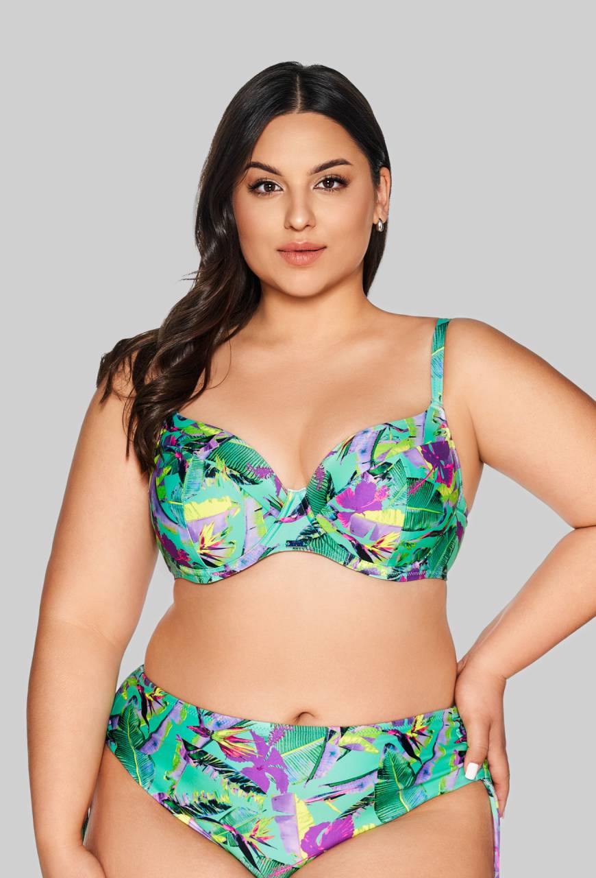 Plavková podprsenka s tropickým vzorem – SK 210 FULL CUP VIBRANT GREEN