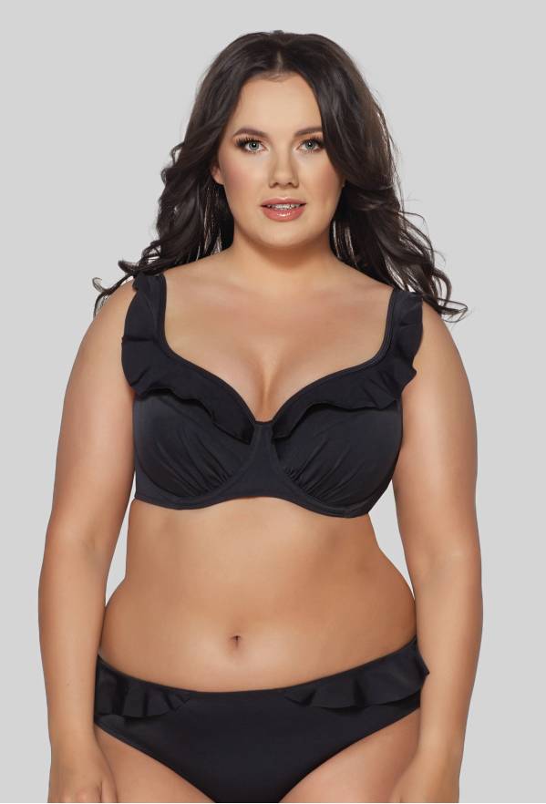 Bade-BH mit Rüschen und goldenen Akzenten – SK 213 BLACK