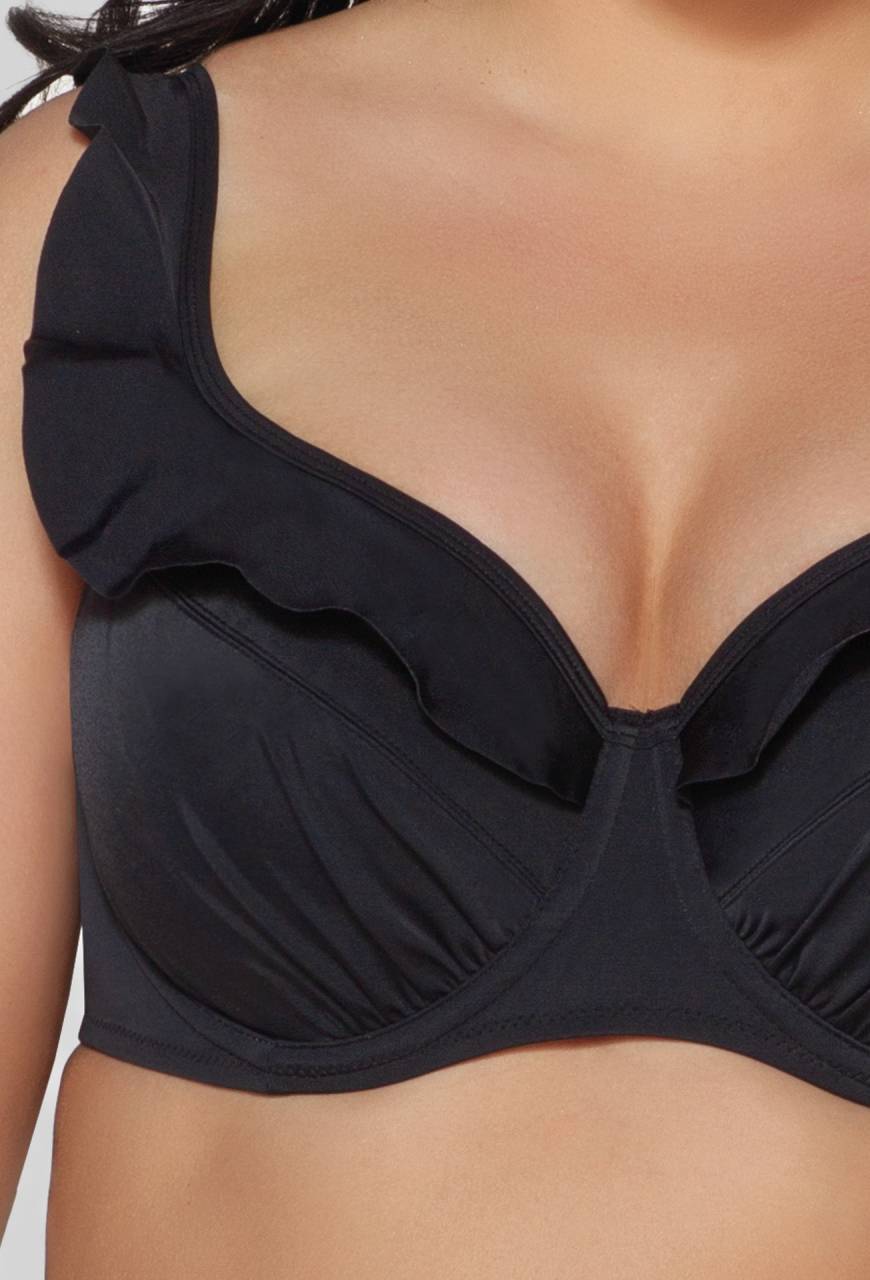 Bade-BH mit Rüschen und goldenen Akzenten – SK 213 BLACK