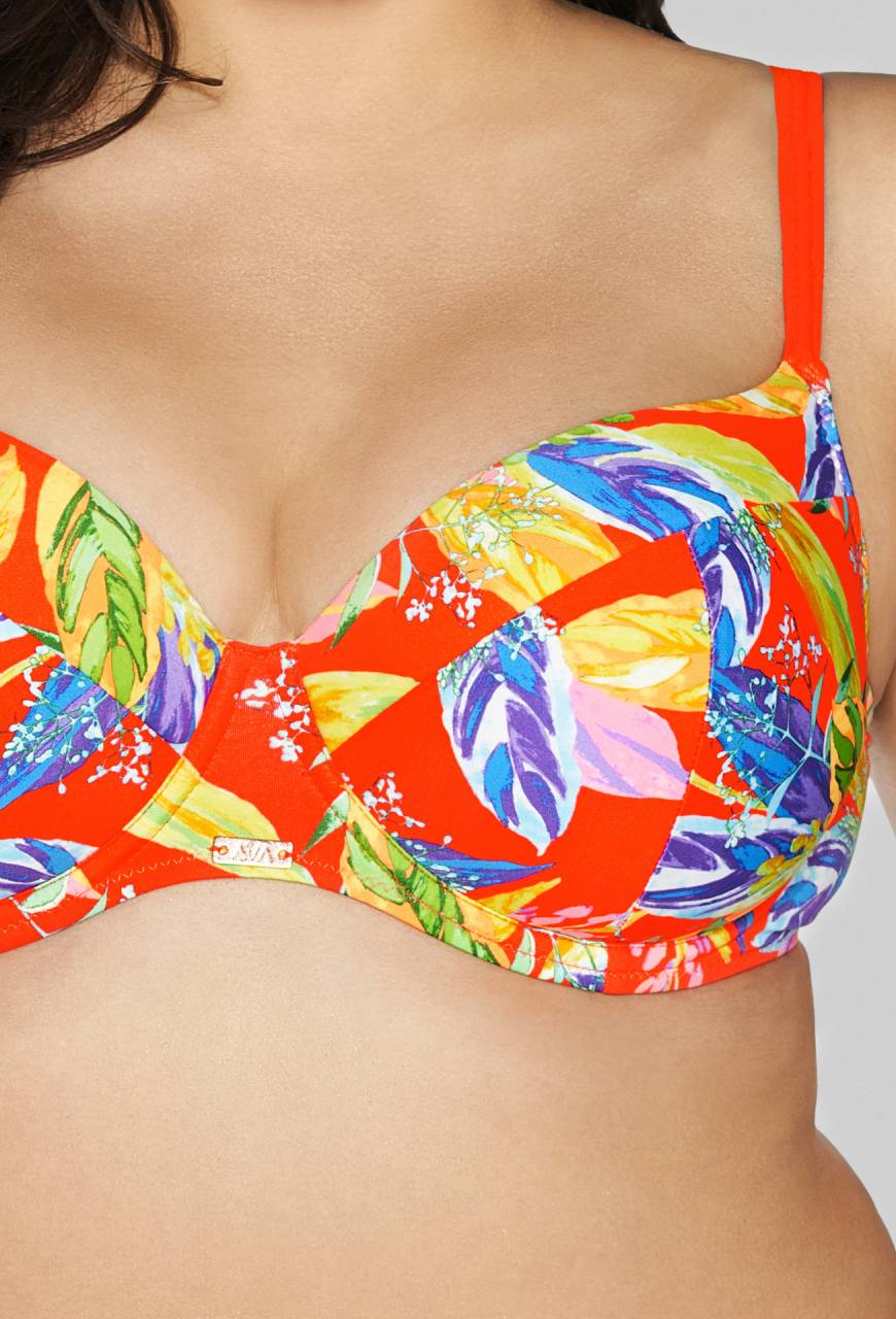 Neonfarbener Vollschalen-Bade-BH mit Blumenmuster – SK 226 VIVID ORANGE