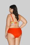 Neonowe figi kąpielowe z kwiatowym motywem - SF 227/3 VIVID ORANGE
