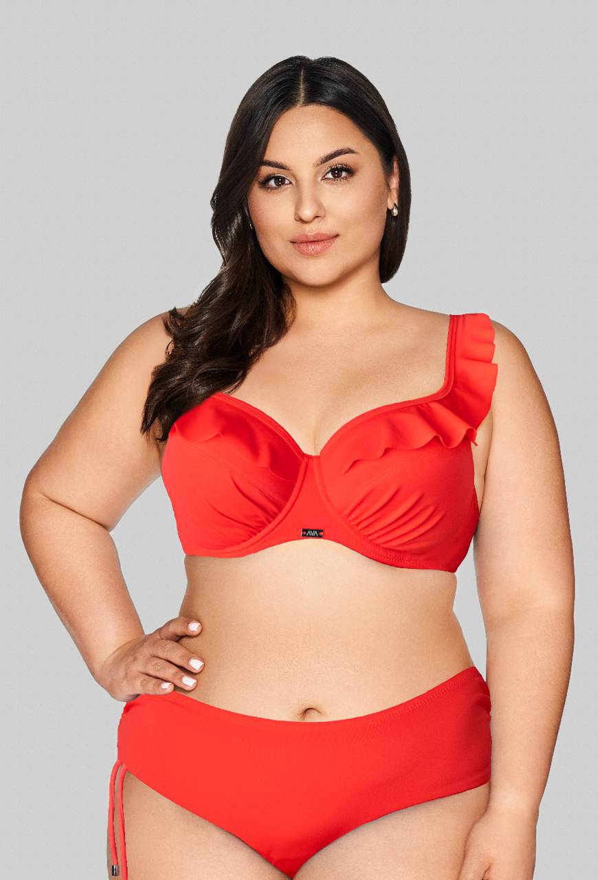 Biustonosz kąpielowy z falbanką - SK 213 VIVID ORANGE