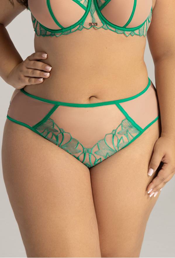 Slip AV 2161 Green Ava – grüner Slip mit Stickerei, passend zum BH