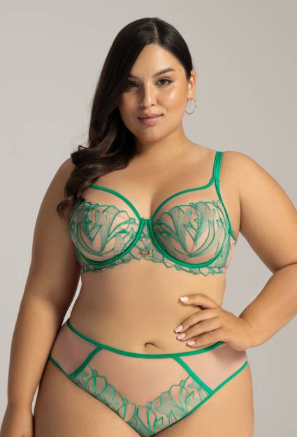 BH AV 2161 Green Ava – grüner BH mit Stickerei und Tüll