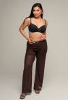 Elegante braune Damenhose mit Muster – lockerer Schnitt und hohe Taille