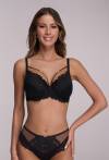 Biustonosz Fiesta Push-Up – czarna koronka i blask cyrkonii