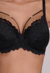 Biustonosz Fiesta Push-Up – czarna koronka i blask cyrkonii