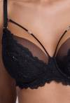 Biustonosz AV 2154 Semi Soft Black – czarna koronka i srebrny blask