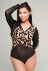 Body 024 Black – elegantní body z tylu a veluru
