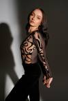 Body 024 Black – eleganter Body aus Tüll und Velours