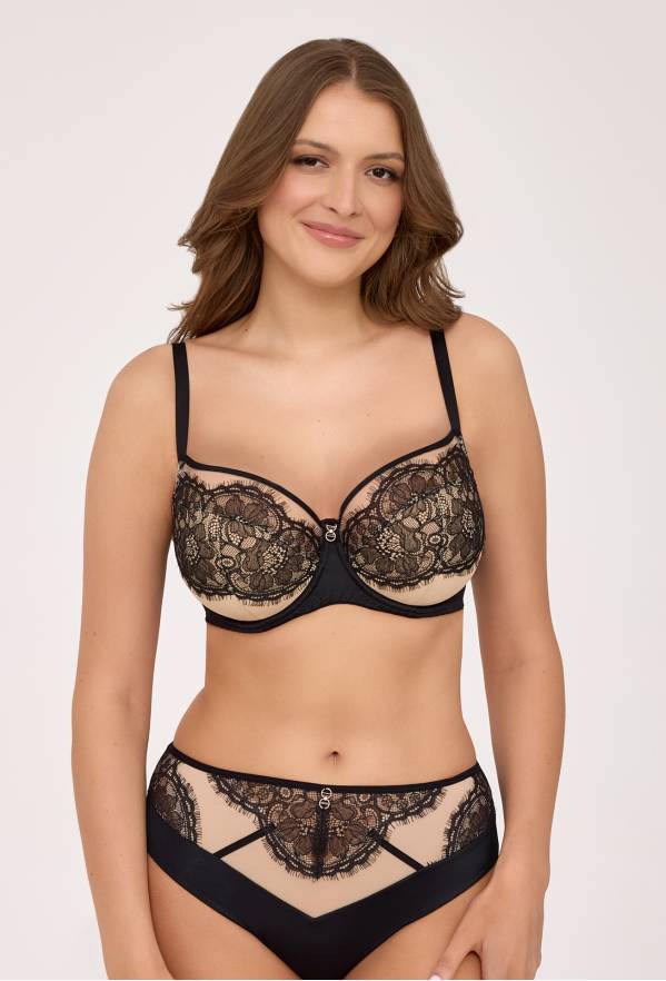 Podprsenka AV 2229 Black Semi Soft – elegantní krajka s volánky
