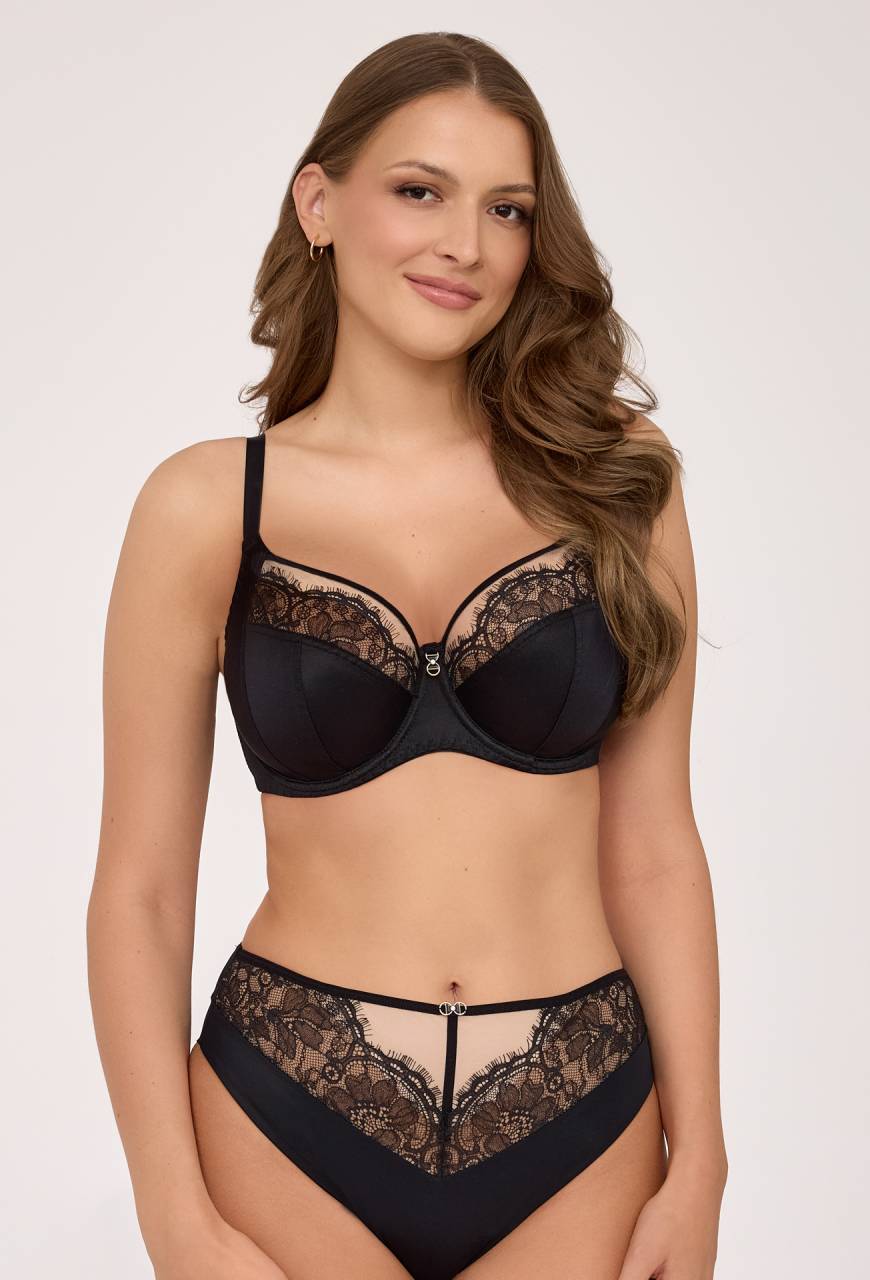 Biustonosz AV 2230 Black – soft z koronką i panelem bocznym