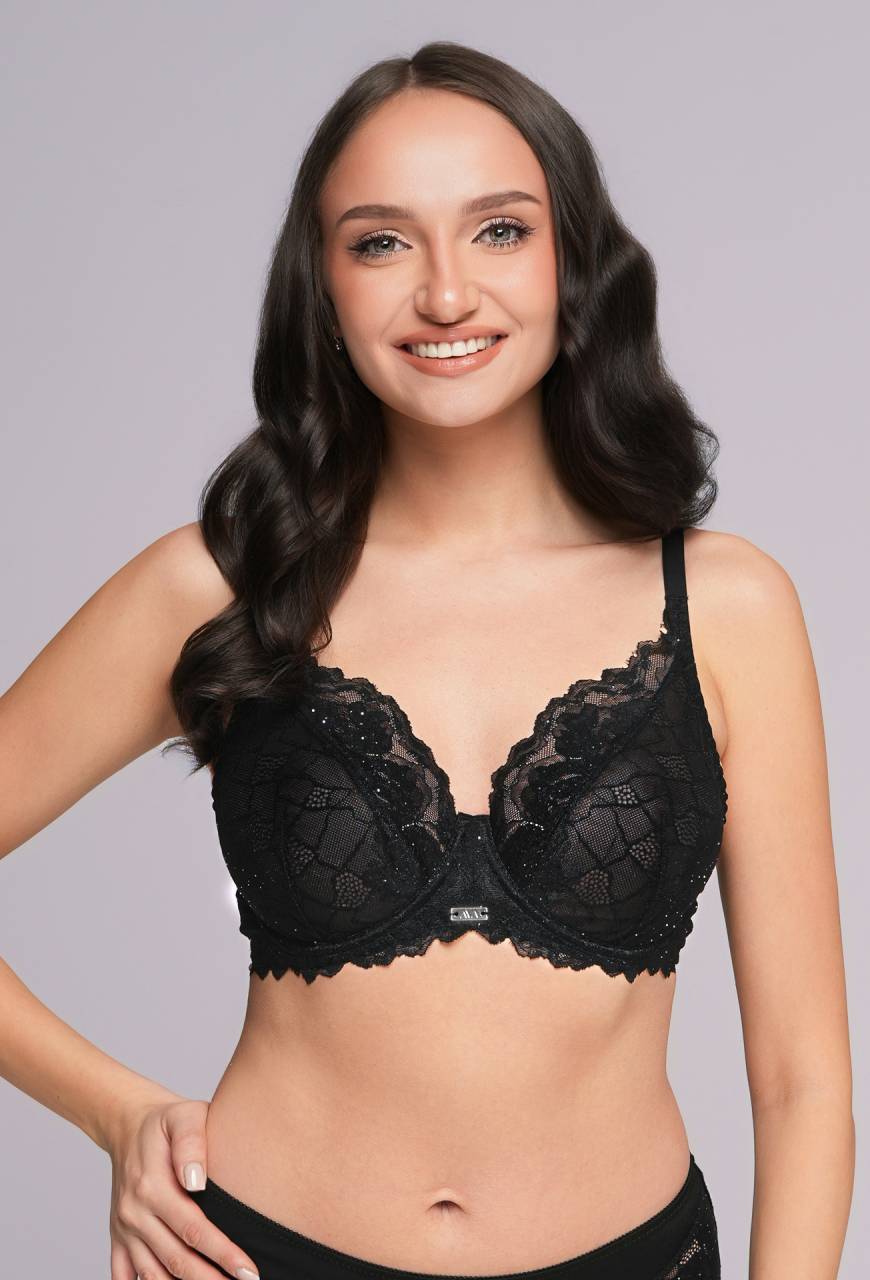 Podprsenka AV 2253 Black – černá krajka s leskem | Elegantní Soft