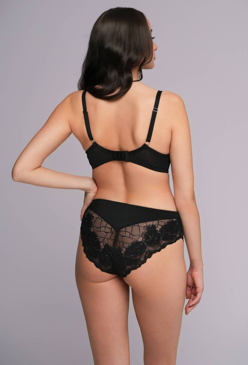 Biustonosz AV 2253 Black – czarna koronka z błyskiem | Elegancki Soft