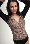 Leopard-Body – Vorderseite mit Leopardenmuster, Rückseite schwarz, elegant und sinnlich